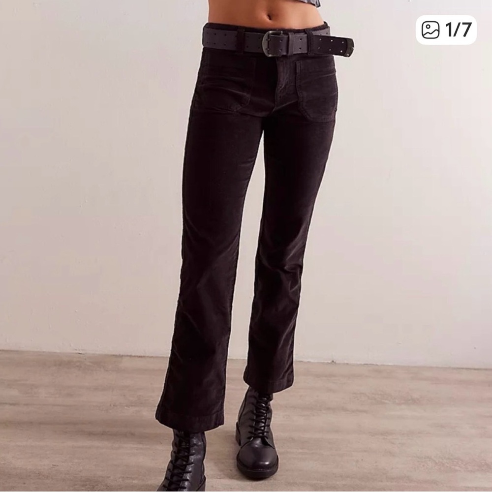 Free people High Time Velvet Kick Flare Pants in Black size 6 NWOT